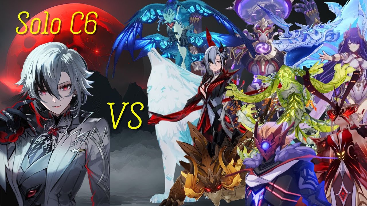 Solo C6 Arlecchino VS every Weekly Boss (no food/healing)