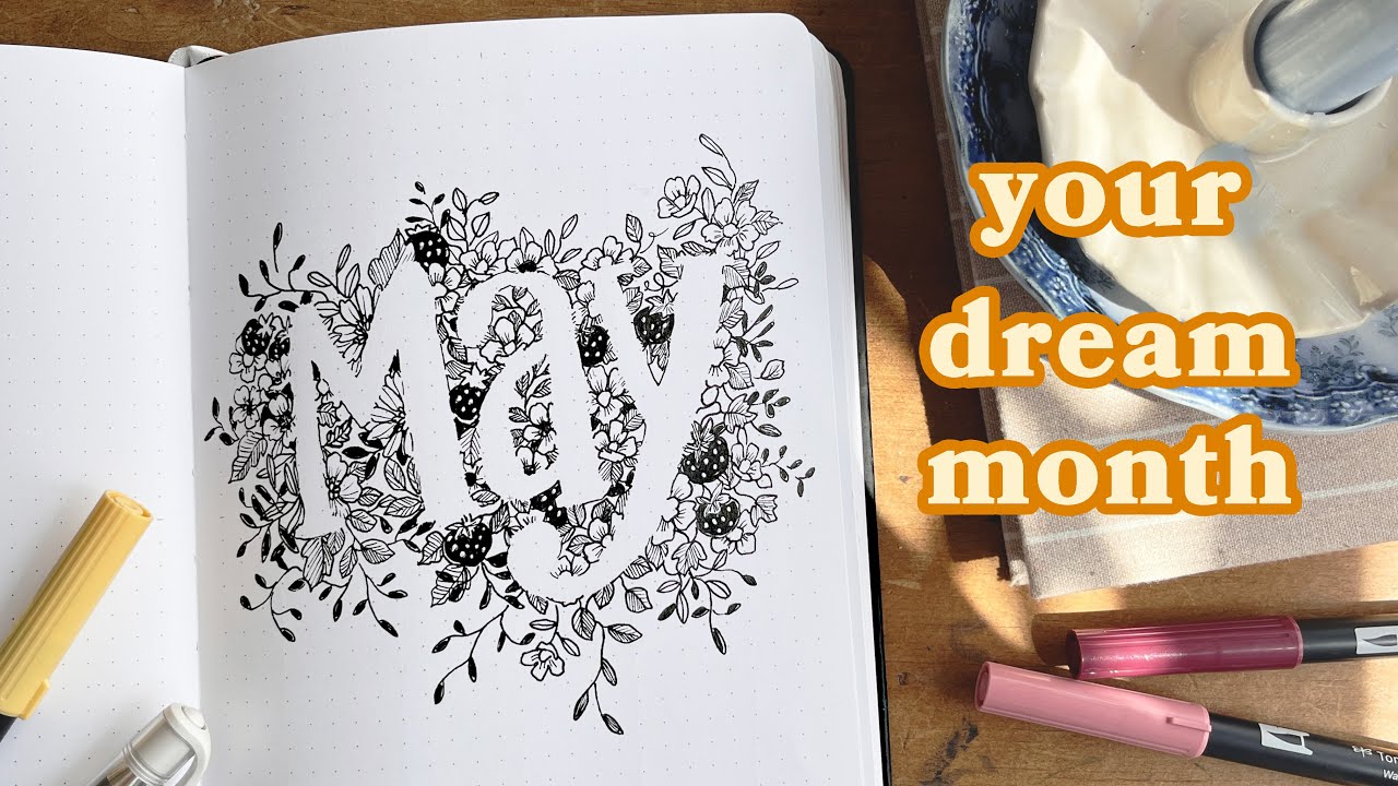 May Bullet Journal Setup | Black & White Floral Cover & Creative Project Planning