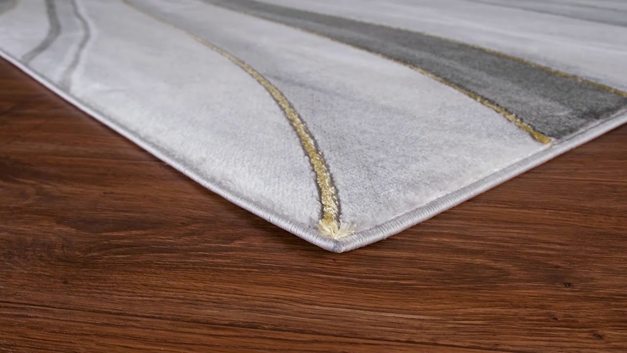 Abani Luna LUN120A Contemporary Grey Gold Line Art Area Rug