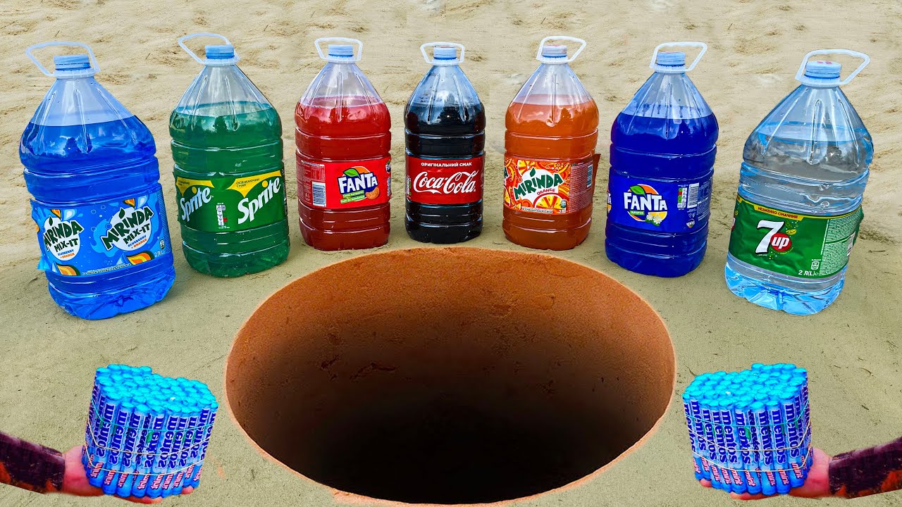 EXPERIMENT : Big Fanta, Coca Cola, Sprite, Pepsi, Mirinda, 7up vs Mentos Underground