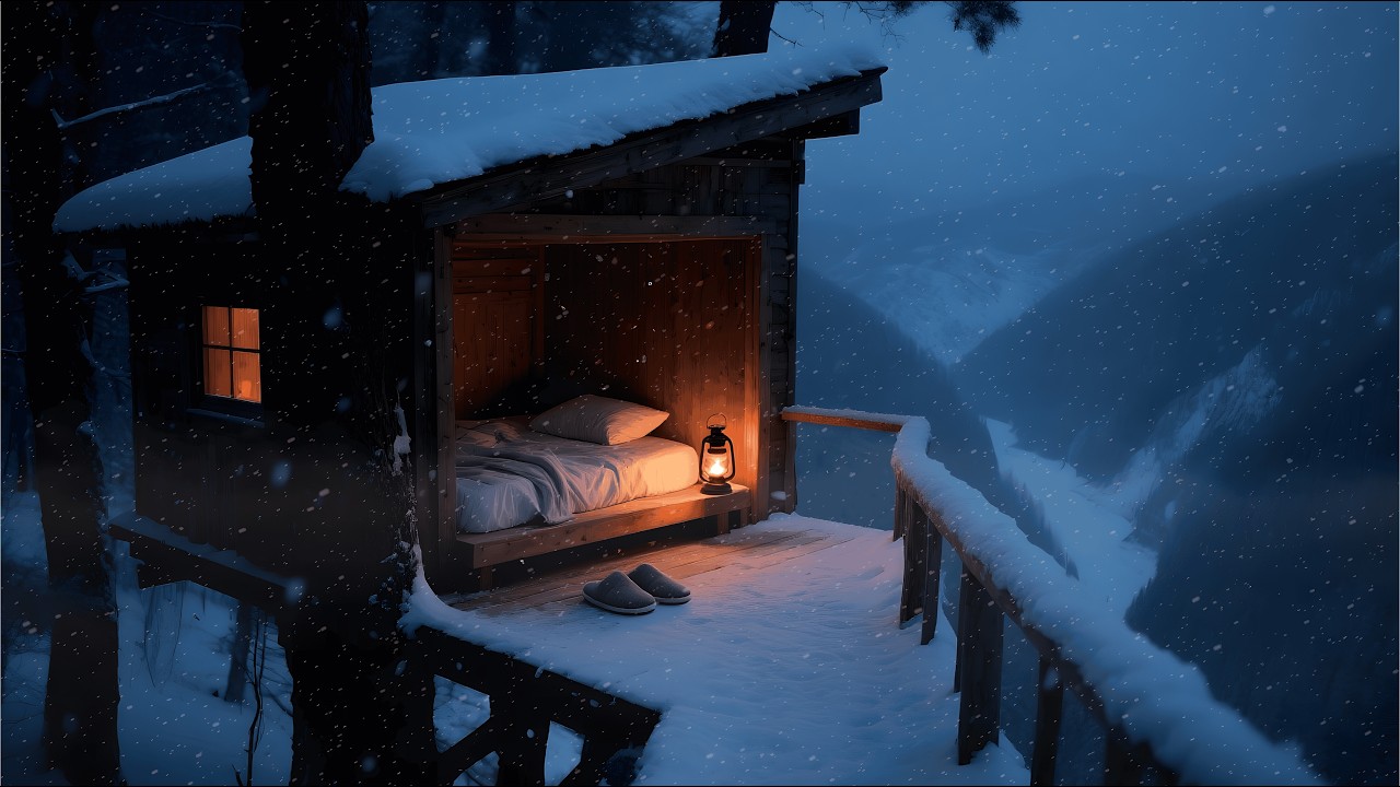 Too Quiet to Sleep? Try This Snowy Cabin ❄️ 3 Hour Ambient Music for sleep