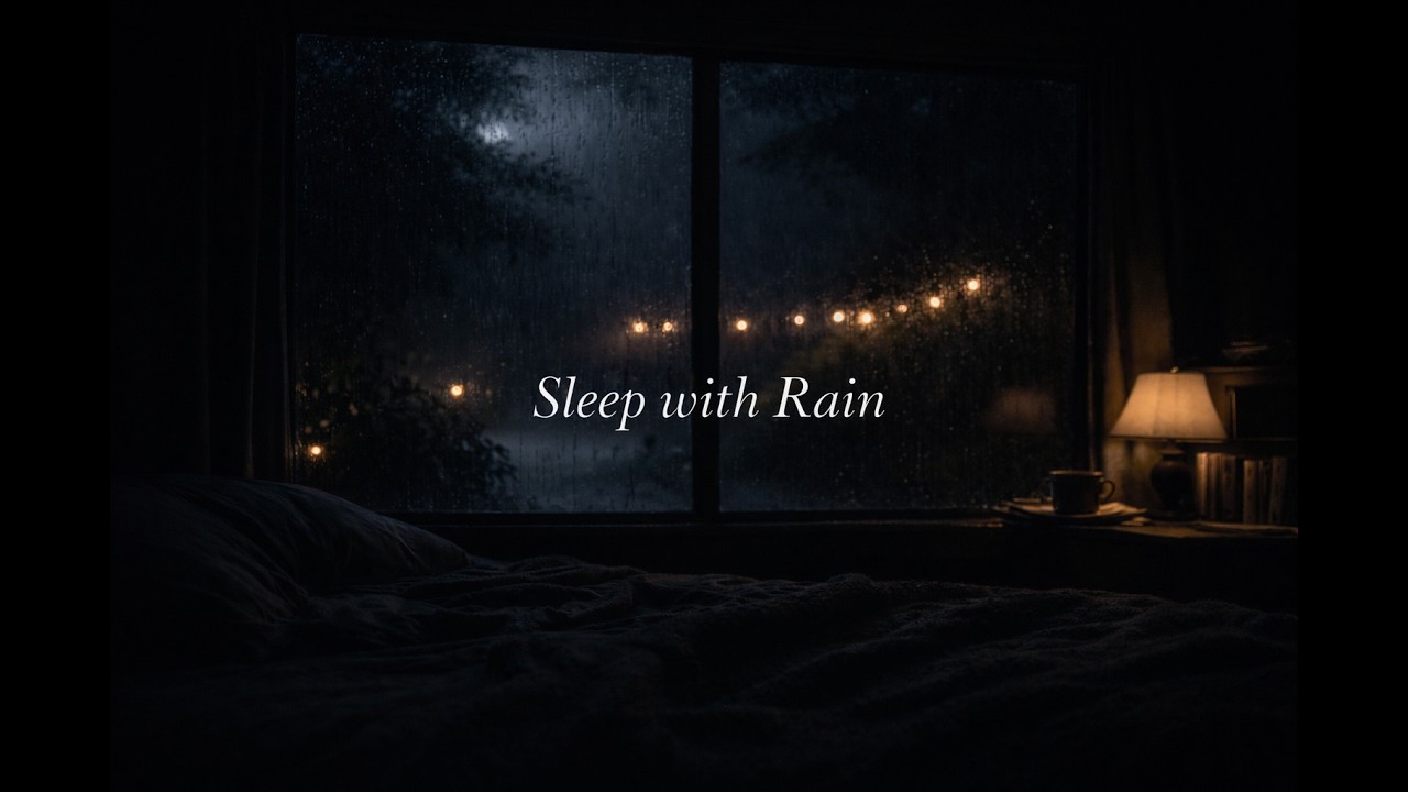 Sleep Fast with Rain 🌧 Dark Window Rain Sounds (6 Hours)
