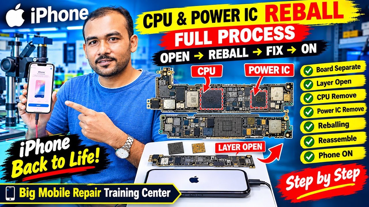 iPhone CPU Reballing 🔥 | iPhone Motherboard Layer Opening & CPU Removal | Full Repair Process