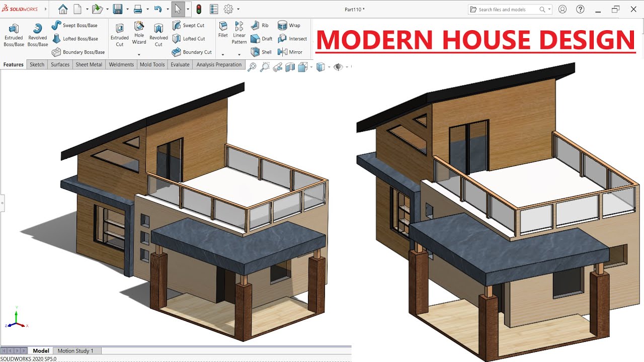 ✅Modern Home design in solidworks 2023
