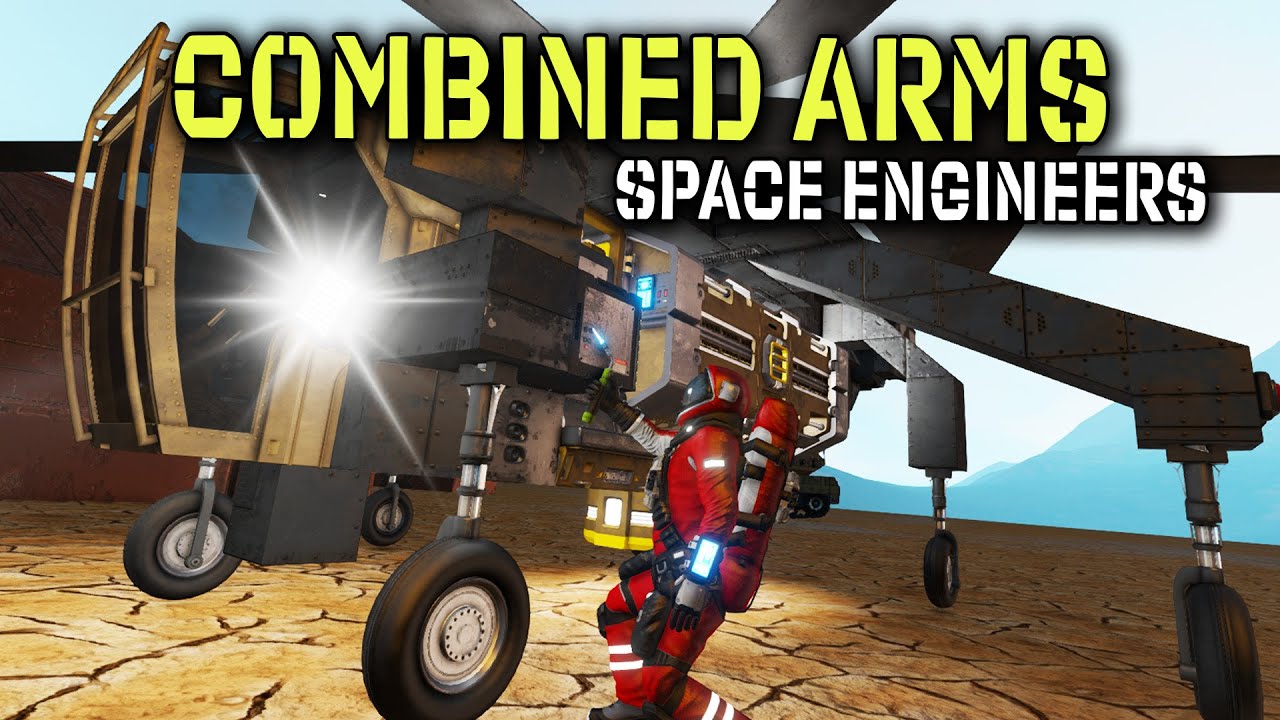 Space Engineers Combined Arms - First Rotorcraft Online, Time to Lift this Cargo (Ep 12)