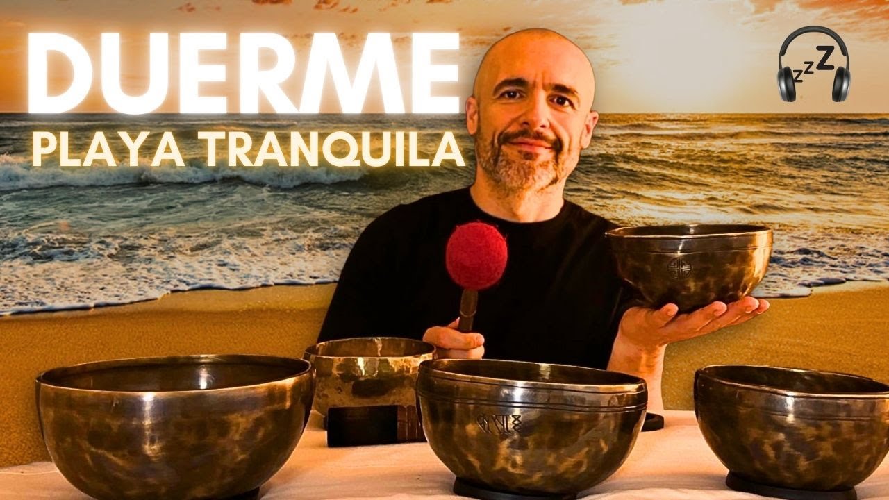 Duerme profundamente y relaja tu sistema nervioso | Cuencos tibetanos reales y mar en calma 🌊