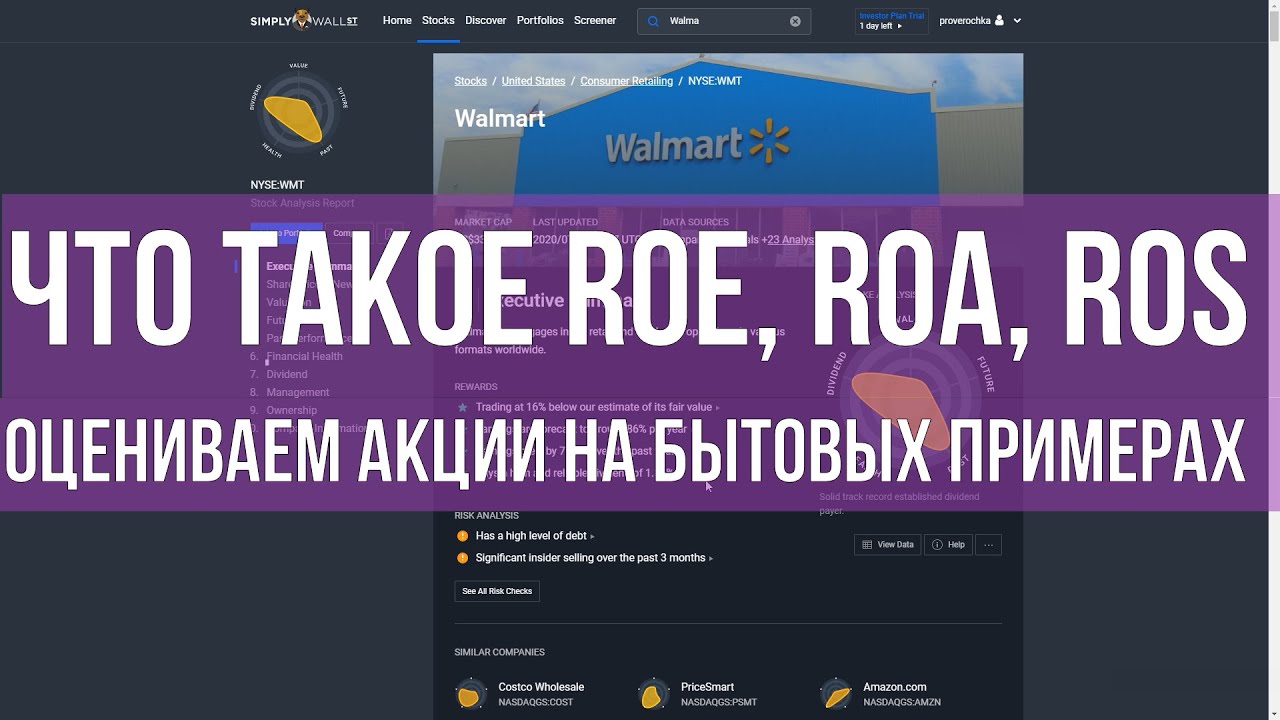 Коротко о мультипликаторах ROE, ROA, ROS. Оцениваем акции на бытовых примерах. Инвестиции в акции.