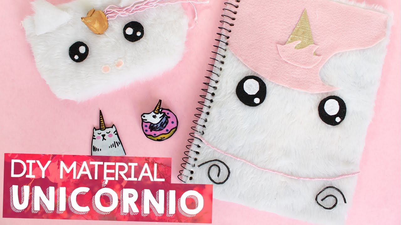 DIY material escolar unicórnio - caderno, estojo, e etc | #DIYVoltaAsAulas2017 | por Bárbara Nassar