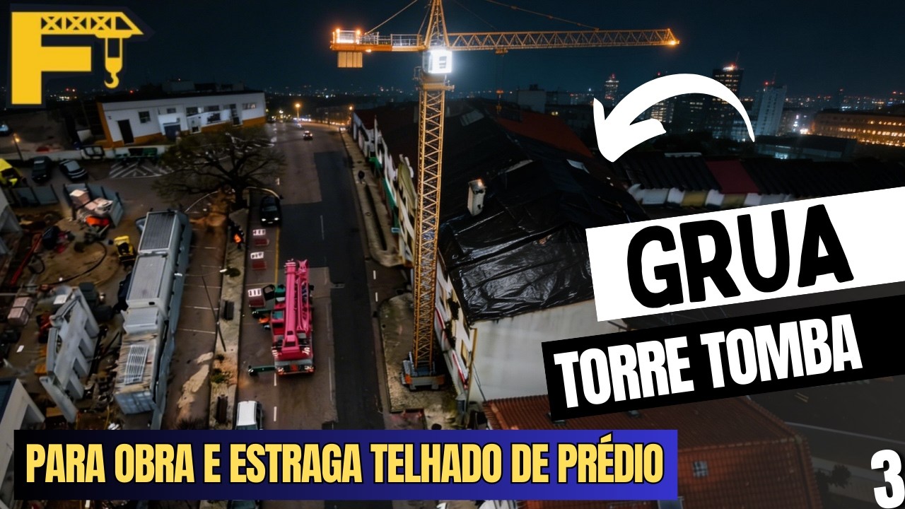 GRUA TORRE cai em Prédio na TEMPESTADE KRISTIN