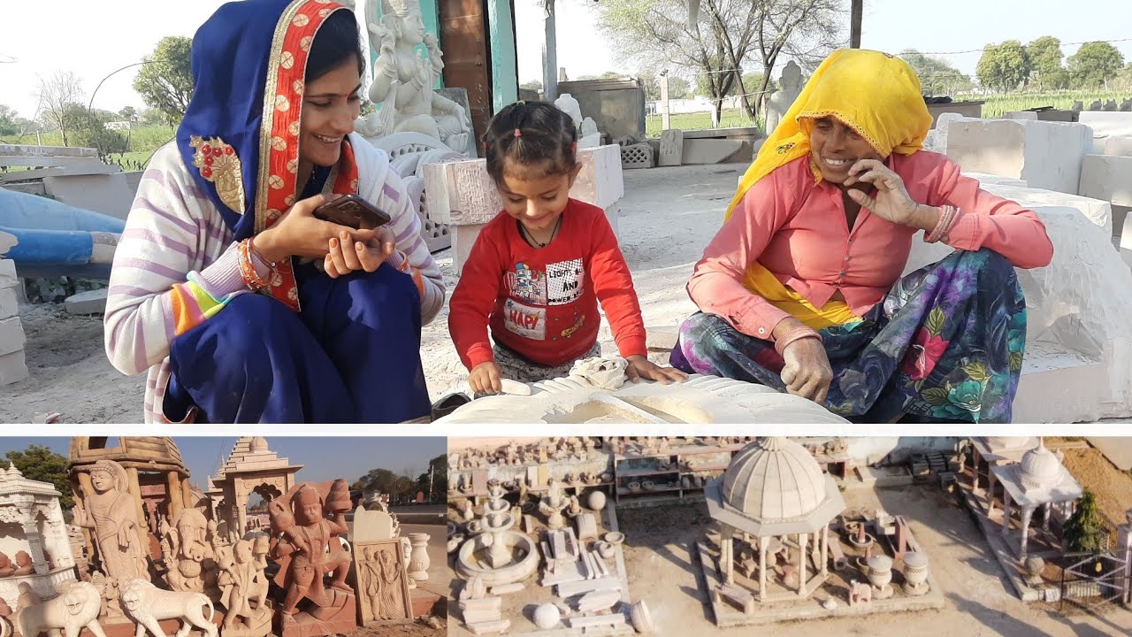 [366] देखो मूर्ति बनाने वाले हाथ कैसे हैं  Stone Art Carving sculpture  Manpur sikandra dausa Jaipur
