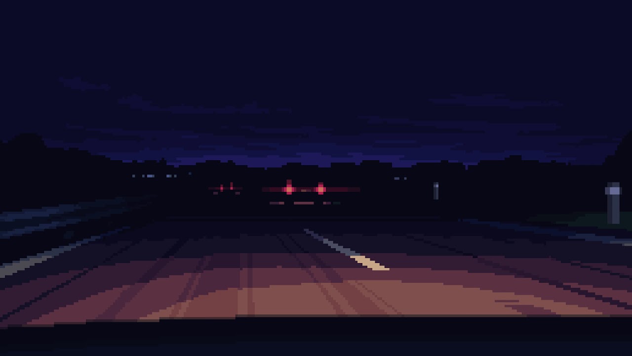 Driving at night - Pixel Art Background Ambience