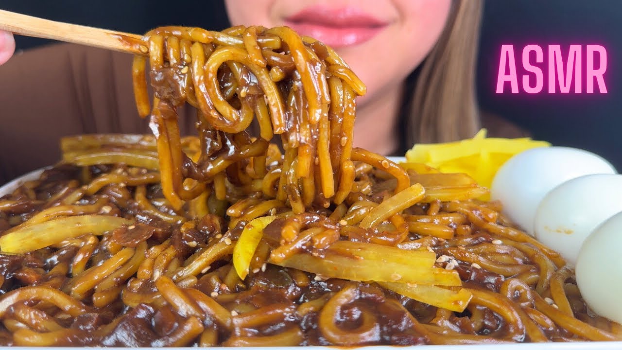 Black Bean Noodles with Hard Boiled Eggs ASMR|Mukbang