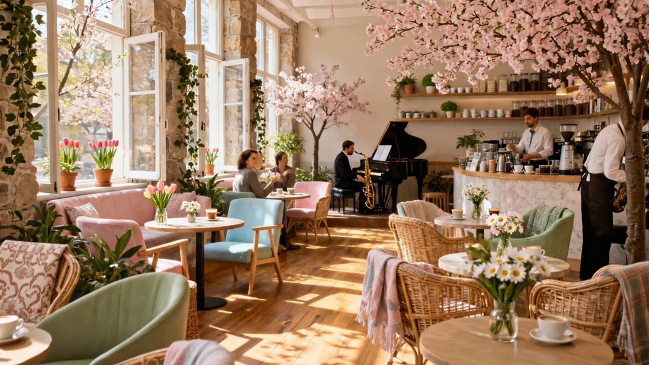봄 햇살 아래 아늑한 카페 재즈 ☀️☕🎶