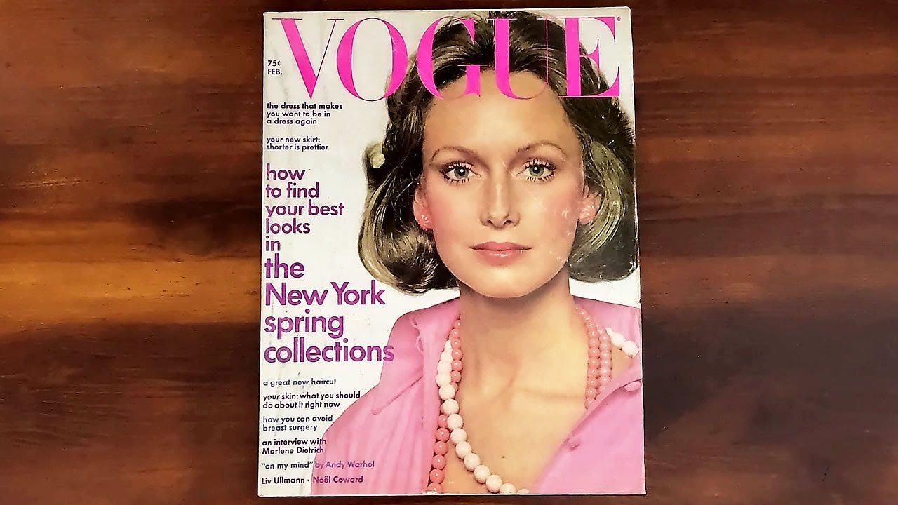 Vogue February 1973 Karen Graham, Angelica Huston, Andy Warhol | ASMR Magazine Flip Through