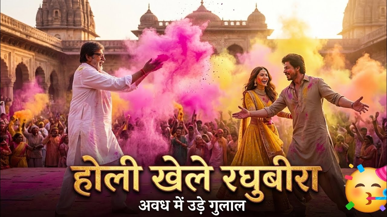 #video || होली खेलै रघुवीरा अवध में|| Holi Khele Raghubeera Awadh Me|| Amitabachan, Sarukh Khan|