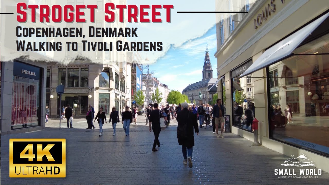 Browsing Stroget Street on a Walk to Tivoli Gardens in Copenhagen, Denmark - 4K UHD