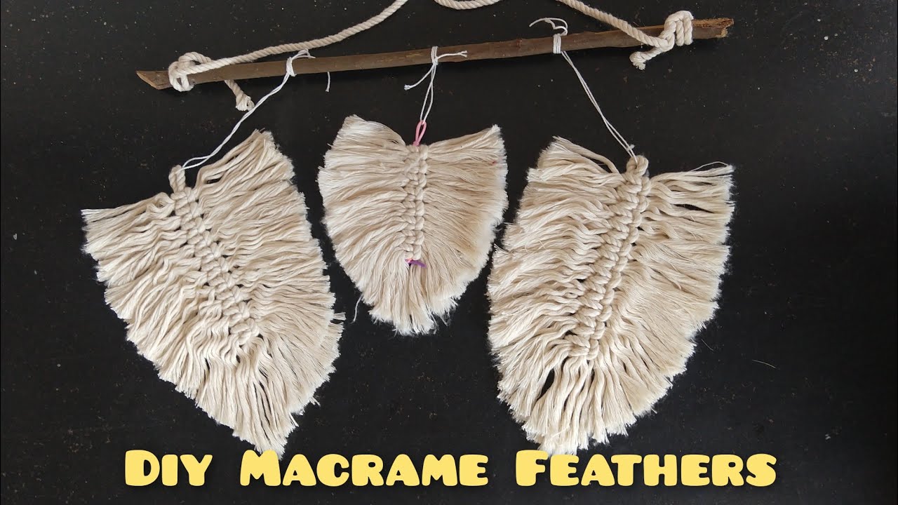 Diy Macrame Feathers| Macrame feather wall hanging making|Quick and easy wall decor|