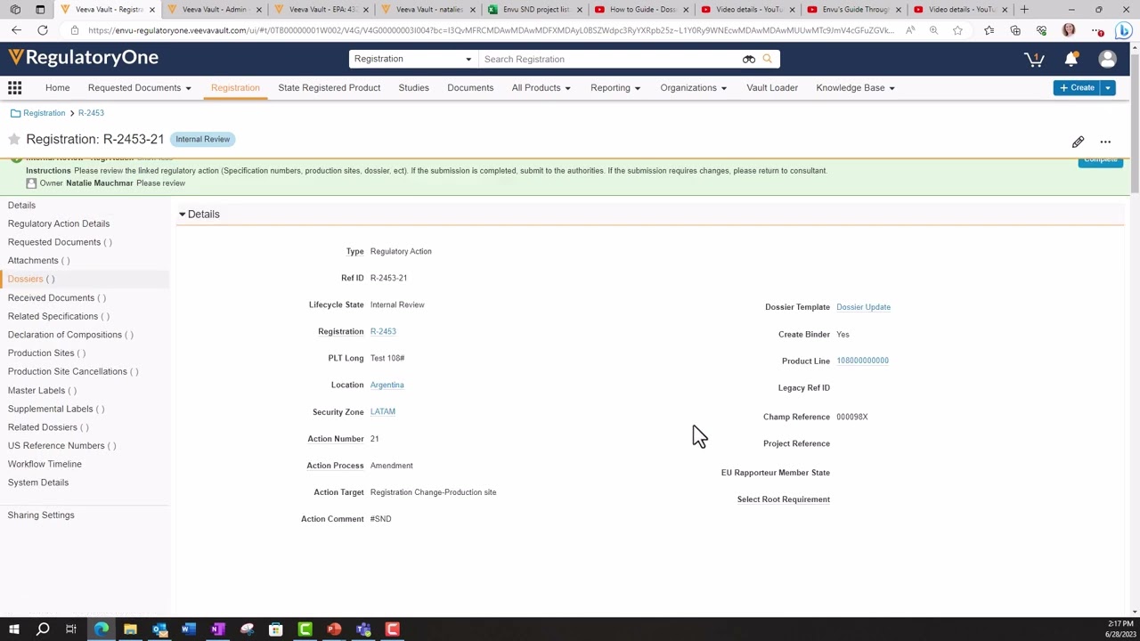 SND Project - Send Regulatory Action for Review