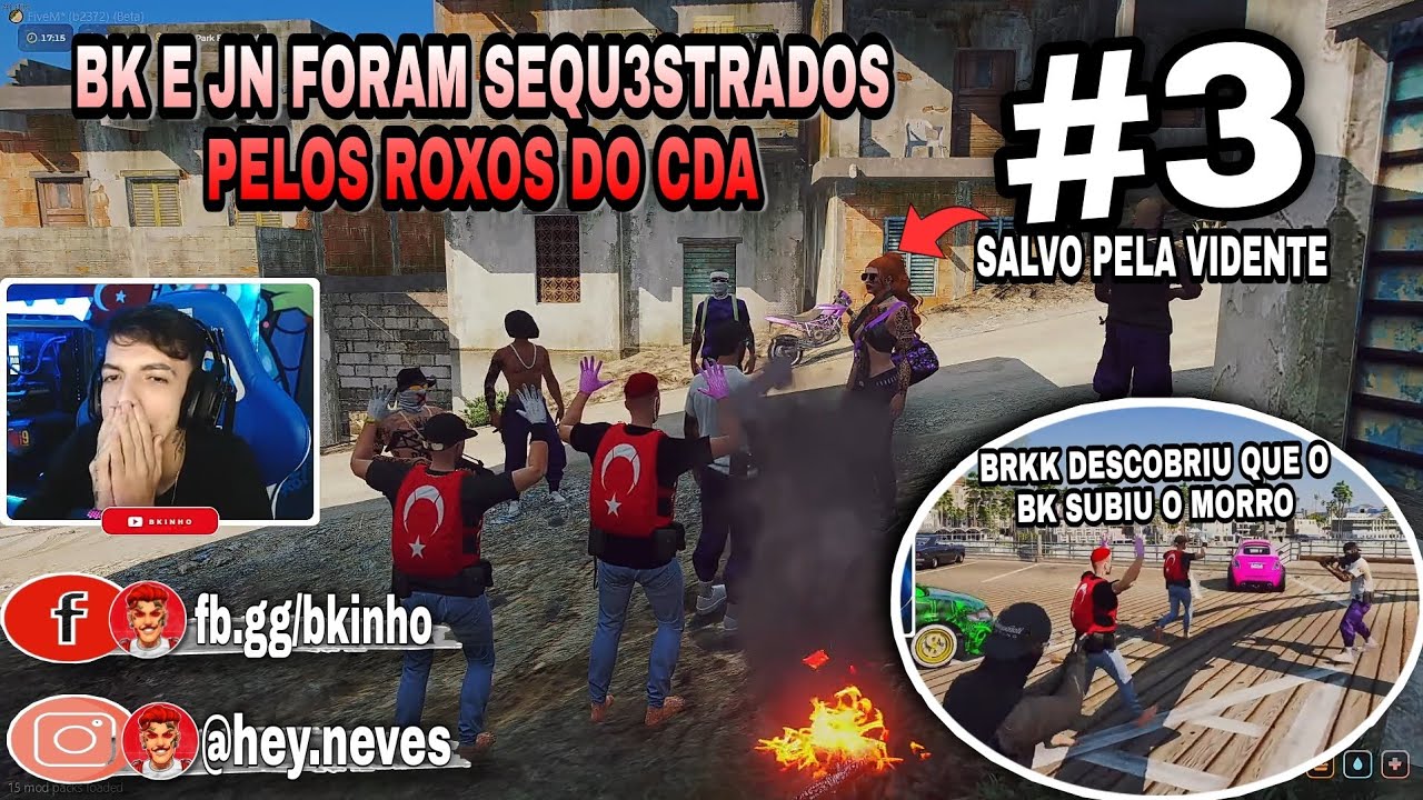 Bkinho CLIPS | BK E JN &Eacute; SEQU3STRADOS PELOS ROXOS DA CIDADE ALTA! BRKK - ROXOS &bull; GTA RP CIDADE ALTA