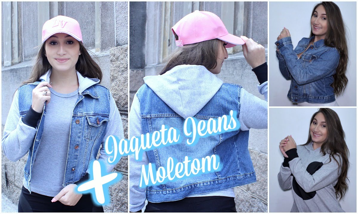 DIY: Como fazer JAQUETA JEANS com MOLETOM gastando pouco $
