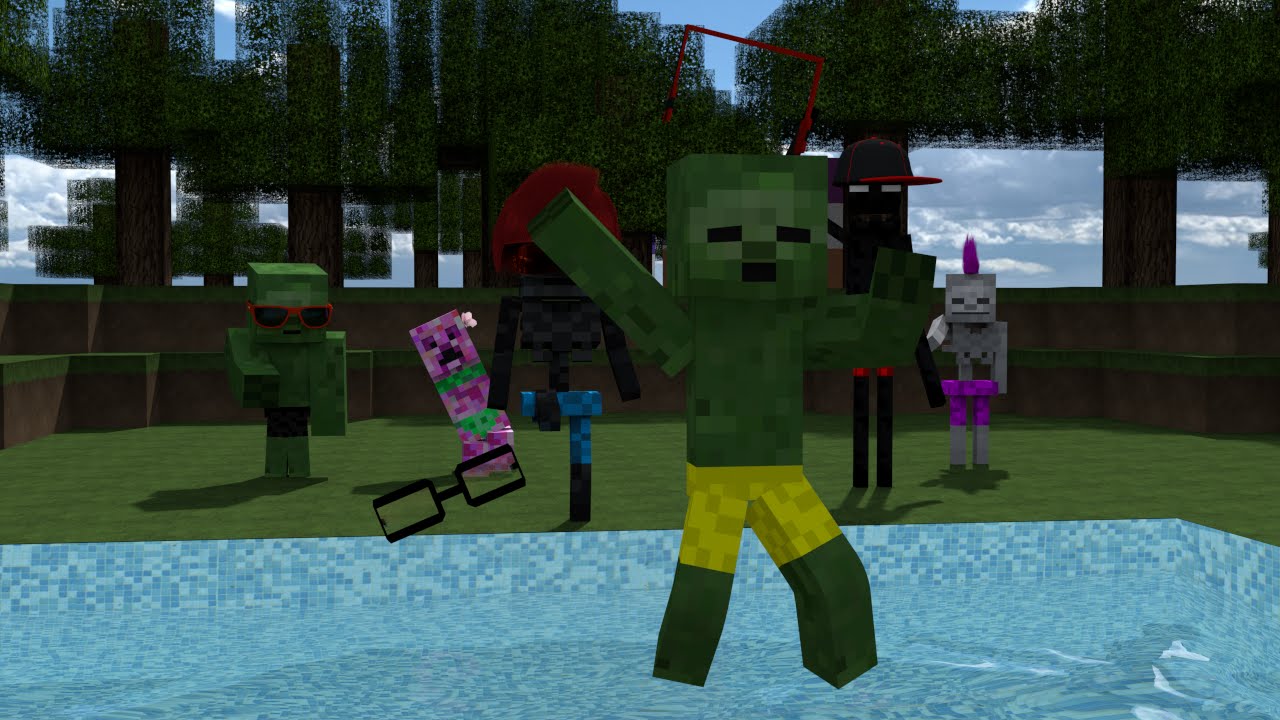 Monster School: Swimming - Minecraft Animation