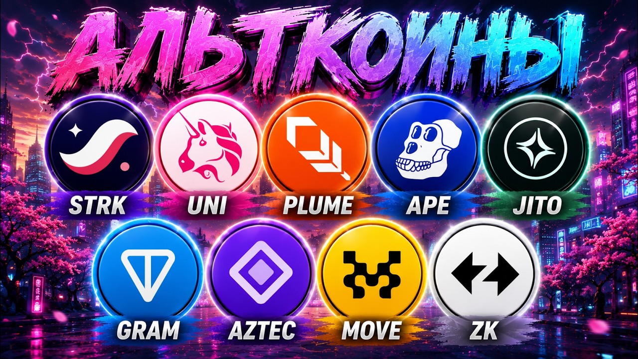 Альткоины взлетят в 2026! Разбор монет: STRK / UNI / PLUME / APE / JITO / GRAM / AZTEC / MOVE / ZK