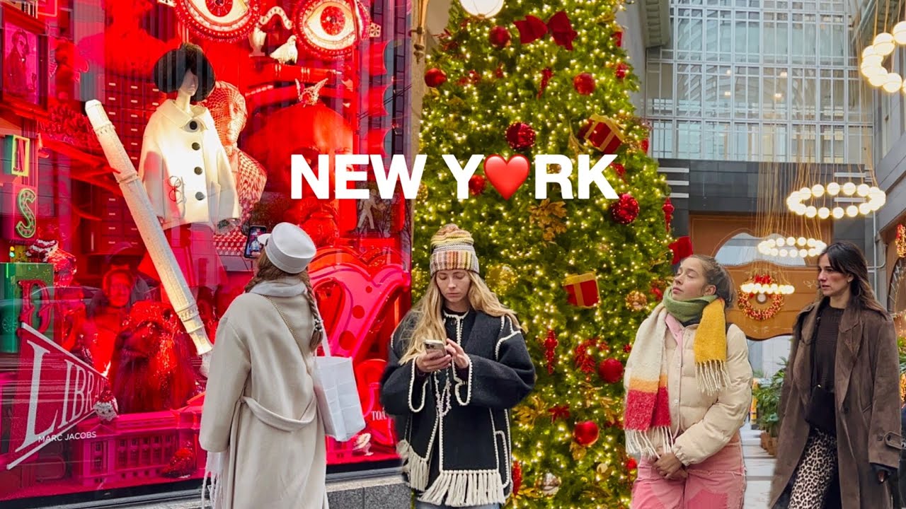 [4K]🇺🇸NYC Christmas Walk🎄🎅🏻 Bergdorf Goodman Holiday Windows, Boucherie & Festive 5th Ave | Nov 2024