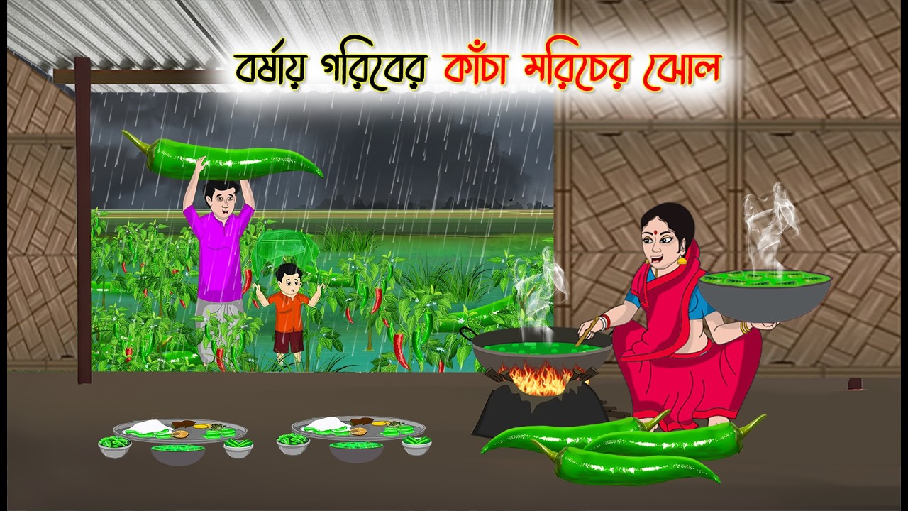 বর্ষায় গরিবের কাঁচা মরিচের ঝোল | Bangla Moral Story | Bangla Cartoon | Rupkothar Golpo