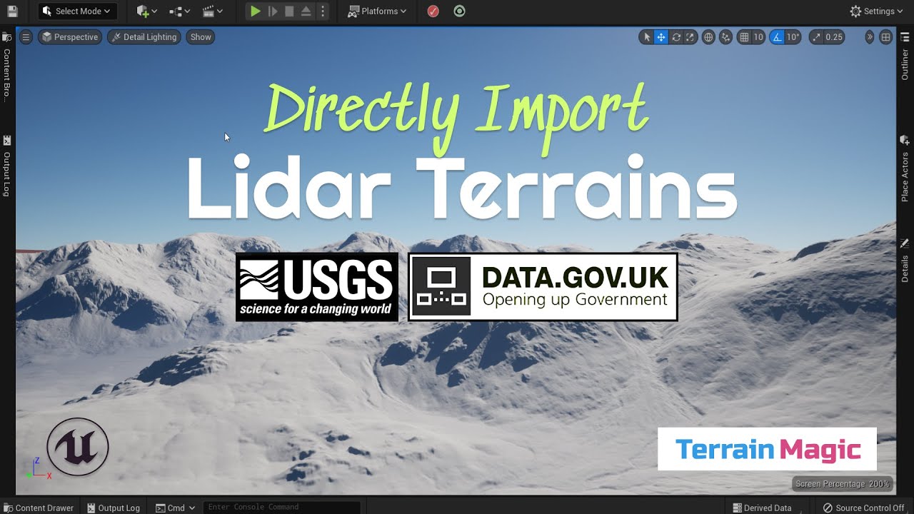 Import Lidar Scanned Terrain Data into Unreal Engine: AKA GeoTiff Import  (via TerrainMagic)