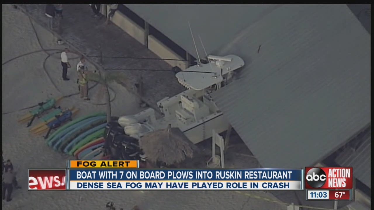 Boat crashes into Ruskin restaurant; 2 injured