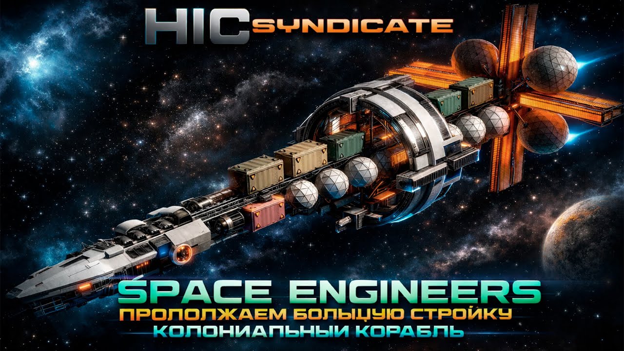 SPACE ENGINEERS- Продолжаем большую стройку. Колониальный корабль.