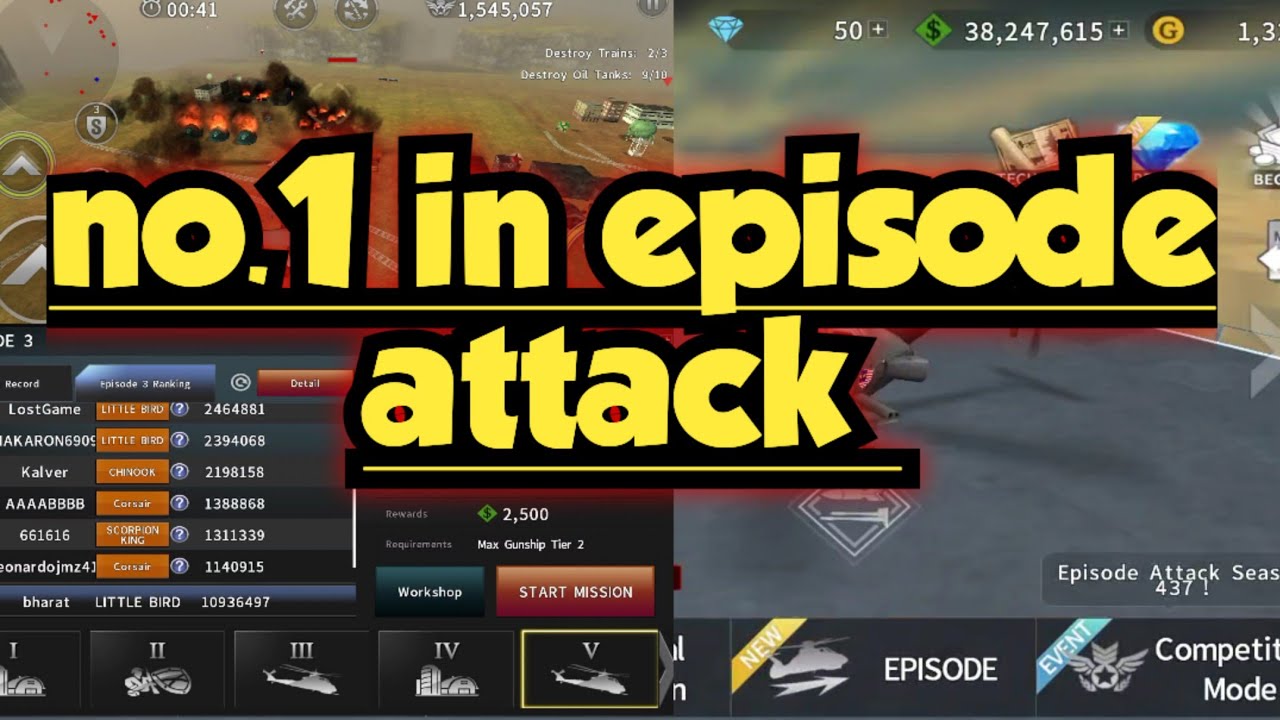 Gunship Battle - How to get no.1 rank in episode attack 