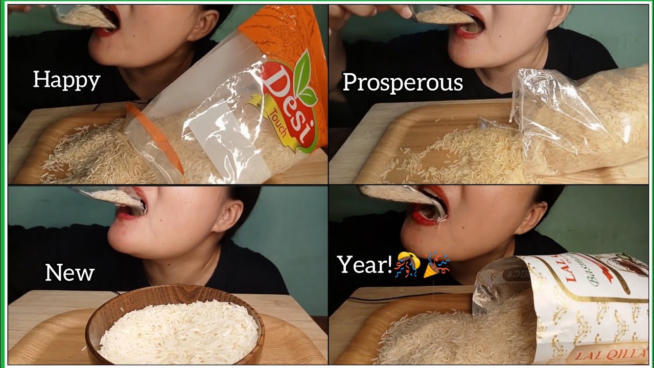 COMPILATION| EATING RAW RICE Using Transparent Scoop| Happy New Year Everyone 🎉🎊 12312022 @Joylorna8