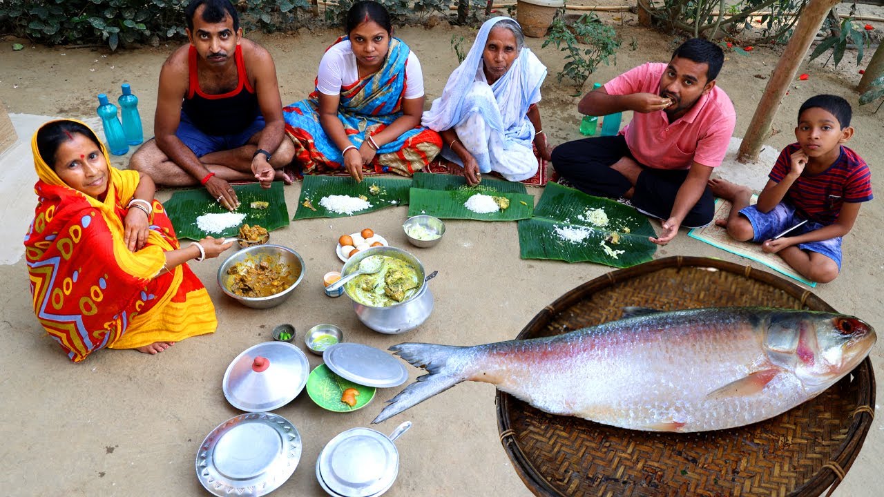 কচি পাঠার মাংস & HILSA FISH Puja Speical Cooking and Eating | Mutton Curry with Ilish Fish Cooking