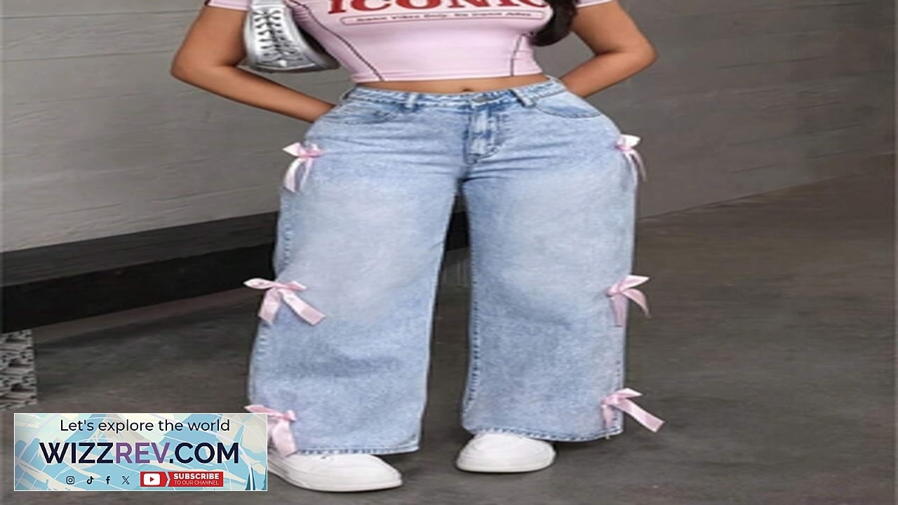 Women's Loose Fit Casual Denim Pants With Bowknot Decorated Pockets SHEIN