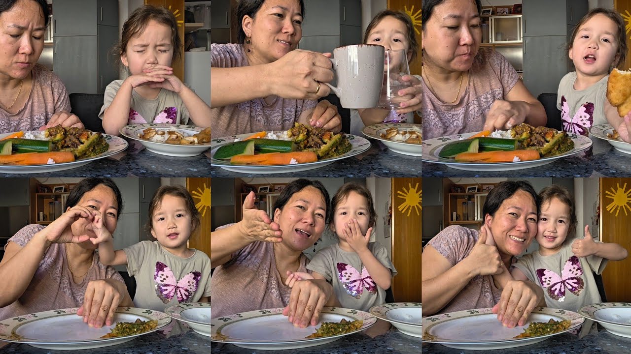 Mama & Esther Mukbang with Smoked Beef Machihaan & Crispy Fried Chicken 😋