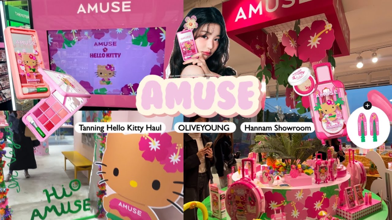 Shopping in Korea : amuse Tanning Hello Kitty Tour & Haul | OLIVEYOUNG | amuse Showroom (Hannamdong)