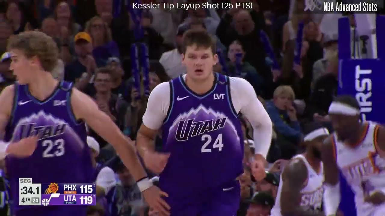 Walker Kessler Full Play Utah Jazz vs Phoenix Suns - October 27, 2025