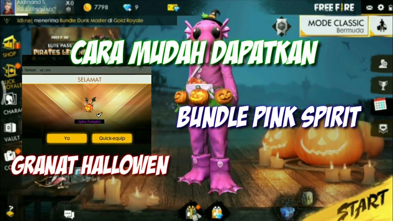 CARA DAPATKAN BUNDLE GAJAH DAN GRANAT HALLOWEN!!! FREE FIRE BATTLEGROUND