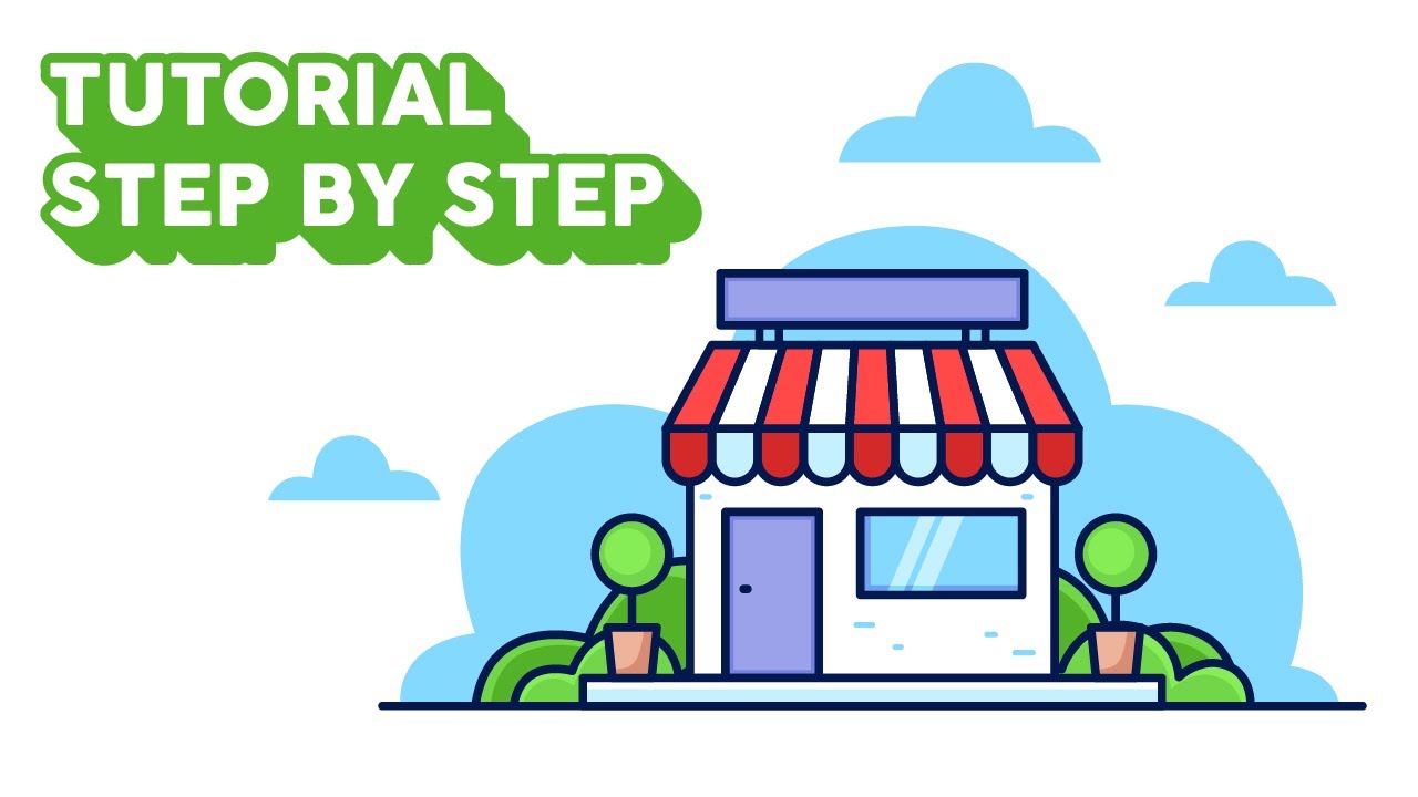 Tutorial cara membuat illustrasi store/shop di Adobe Illustrator