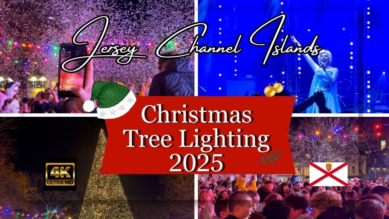 🎄 Jersey Channel Islands Christmas Tree Lighting 2025 | Saint Helier Walking Tour (4K)