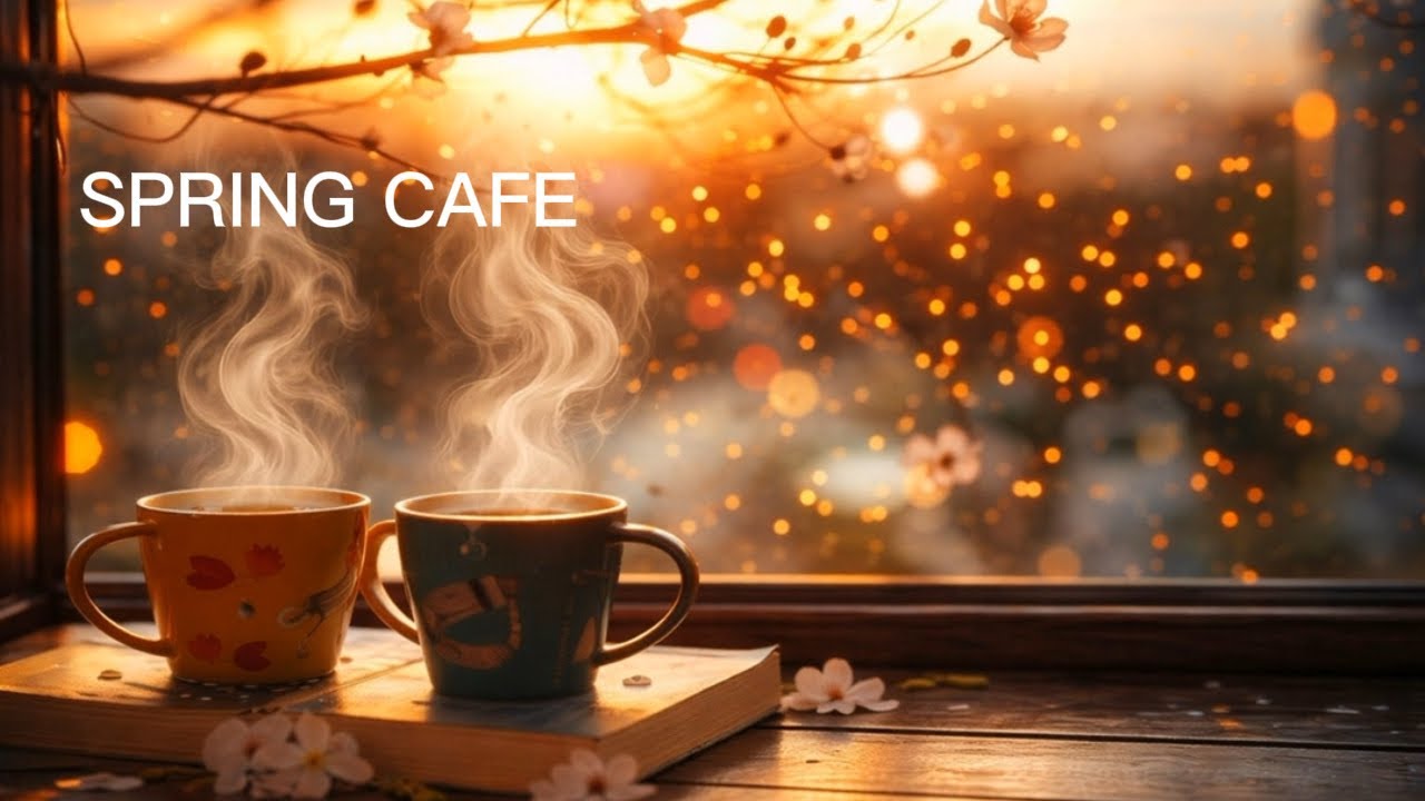 Spring Sunset Coffee Cherry Blossom Café Ambience Chillhop Beats for Study & Focus