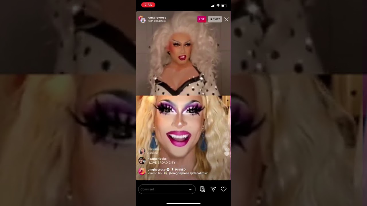 Denali Foxx and Rosé Instagram drunk live February 15, 2021 RPDR S13