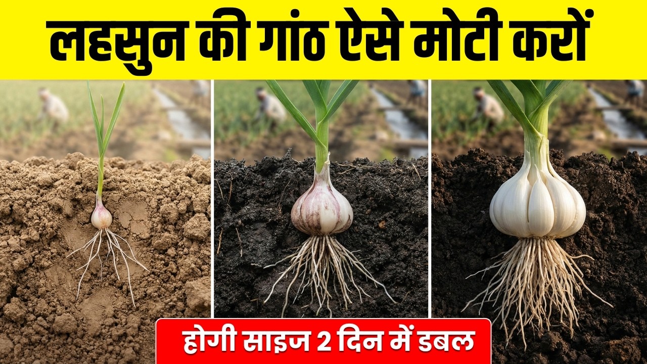 लहसुन कंद फुलाने वाला आखिरी स्प्रे! ⚠ ये 1 गलती फसल बर्बाद कर देगी | Lahsun ka size kaise badhaye