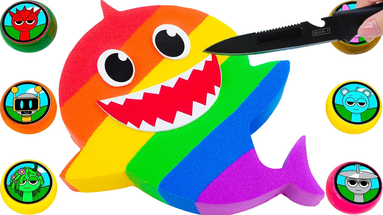 Satisfying Video | DIY How To Make Rainbow Baby Shark From Kinetic Sand Cutting ASMR | Yo Yo Candy