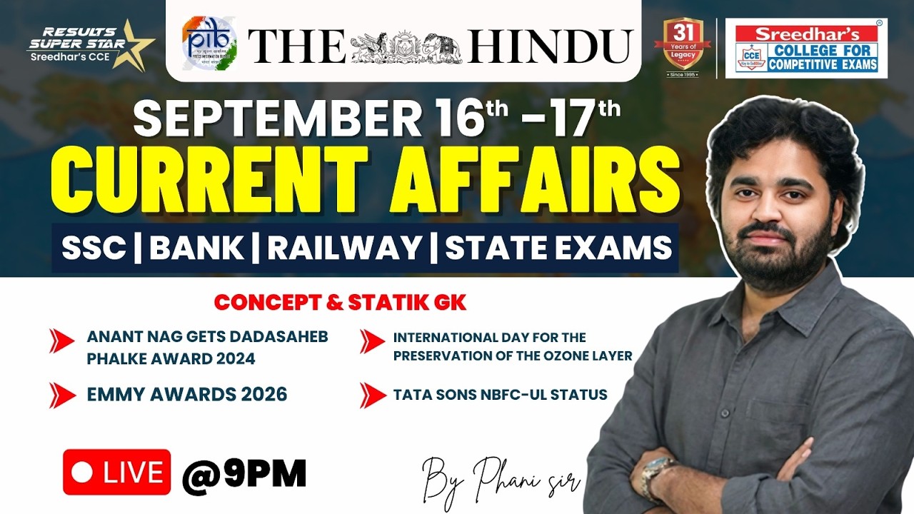 🔴Live | Daily Current Affairs in Telugu | 16-17th SEP | Latest & Important News | PHANI SIR