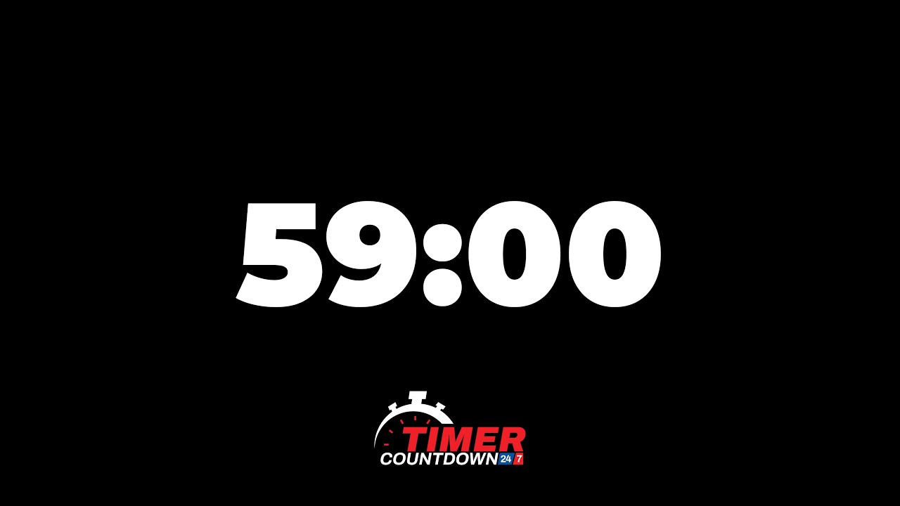 59-Minute Timer | Black Screen Countdown with Alarm