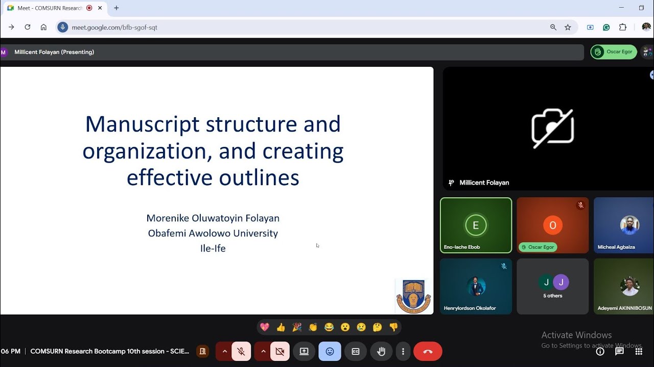 COMSURN Bootcamp 10th session - SCIENTIFIC WRITING AND MANUSCRIPTS By Prof. Morenike O. Ukpong