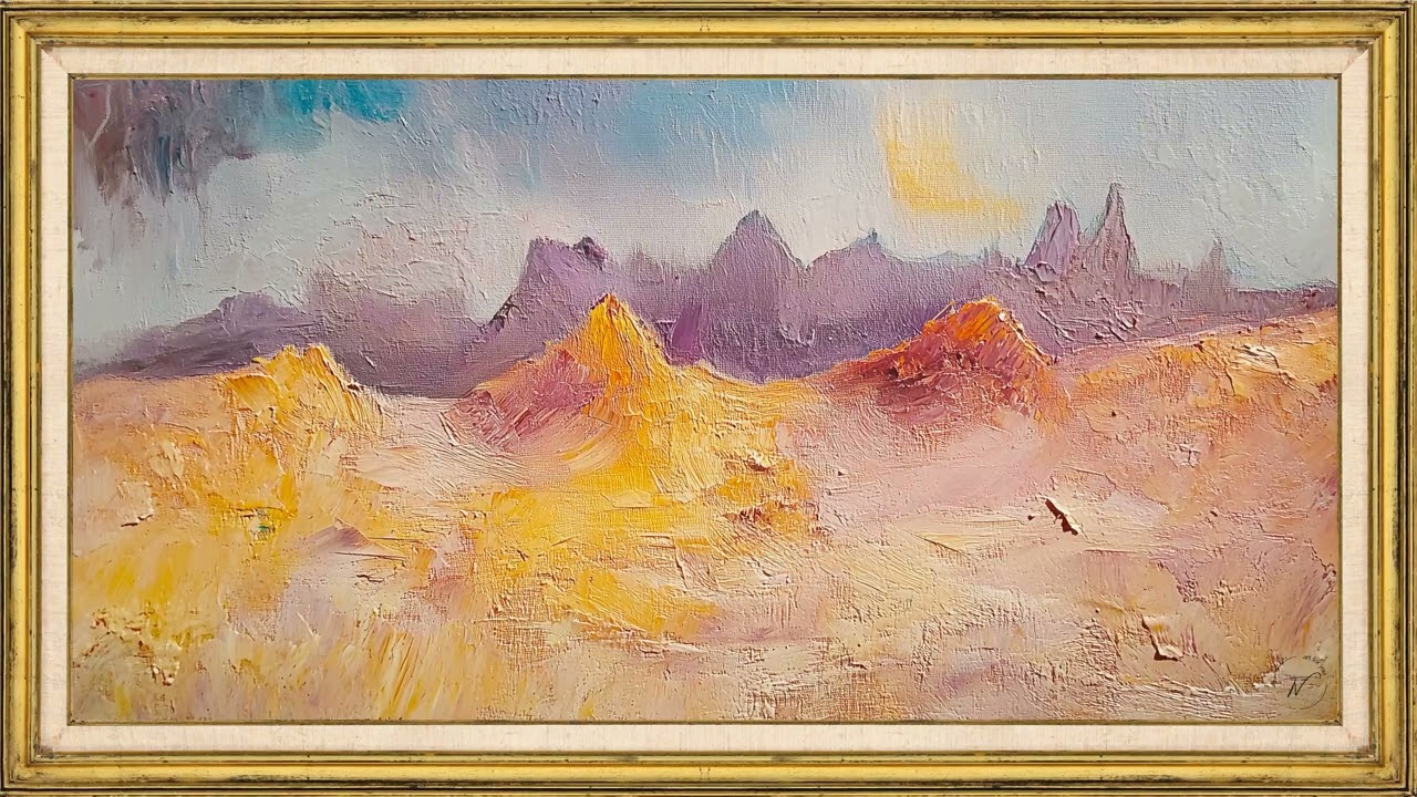 Desert Mountain Painting Screensaver (2 Hours) | Frame TV Art | Calm Landscape Wall Art