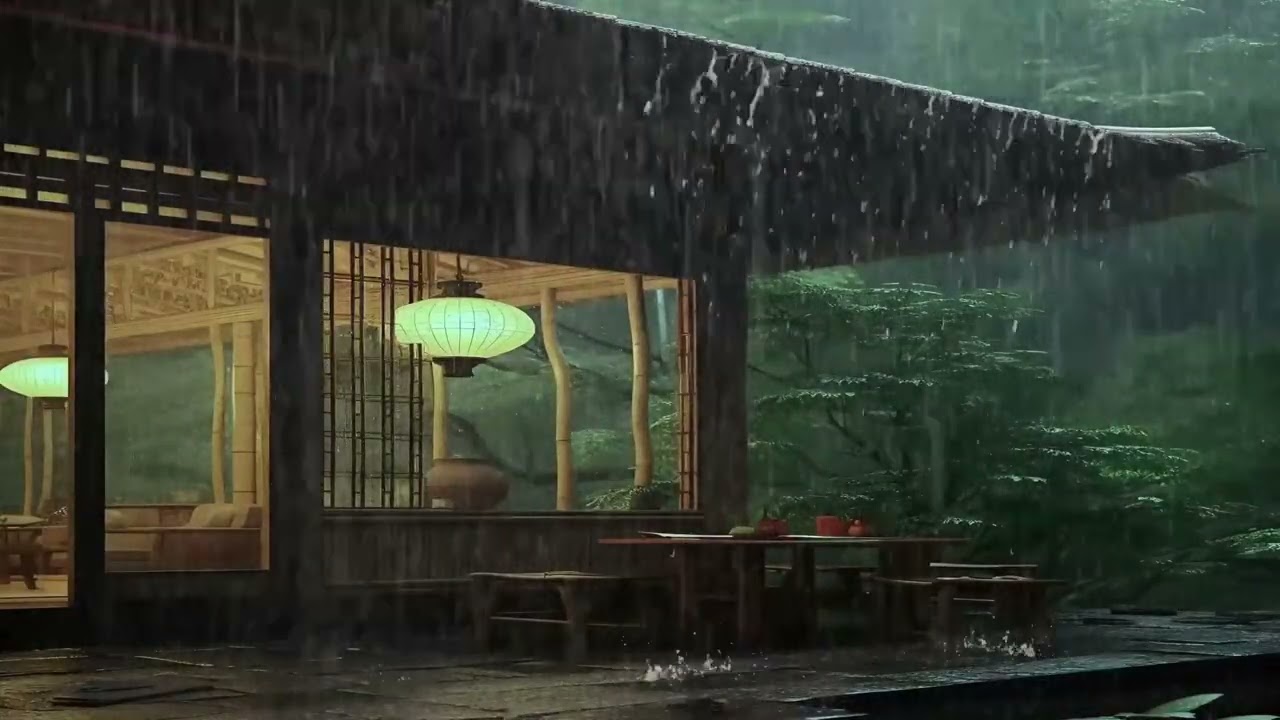 Fall Asleep Fast to Heavy Rain Sounds at a Tropical Retreat #sleep #sleepsounds